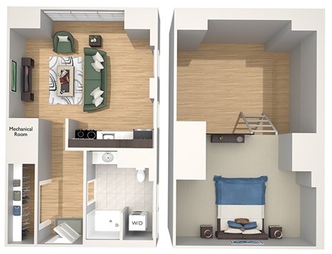 Floor plan for 1 bed, 1 bath, 660 sqft